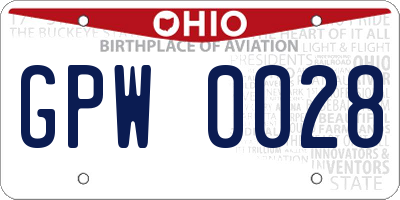 OH license plate GPW0028