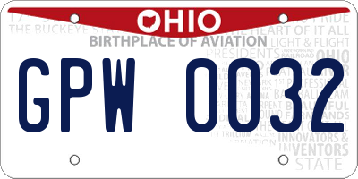 OH license plate GPW0032