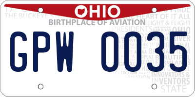 OH license plate GPW0035