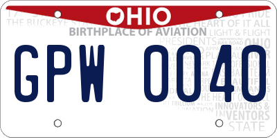 OH license plate GPW0040
