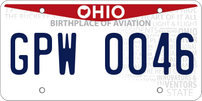 OH license plate GPW0046