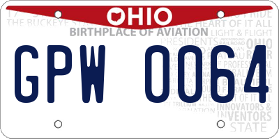 OH license plate GPW0064