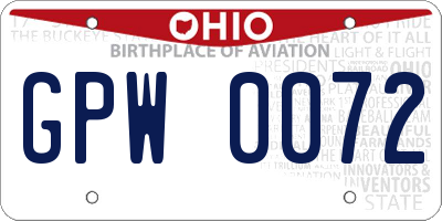OH license plate GPW0072