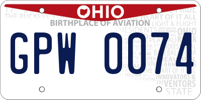 OH license plate GPW0074
