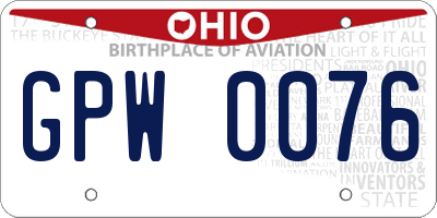 OH license plate GPW0076
