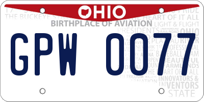 OH license plate GPW0077
