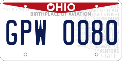 OH license plate GPW0080
