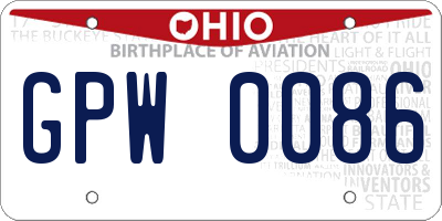 OH license plate GPW0086