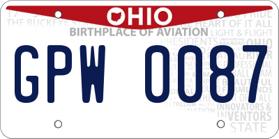 OH license plate GPW0087