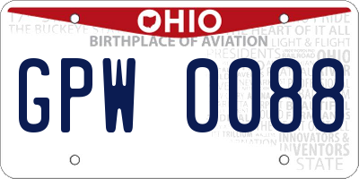 OH license plate GPW0088