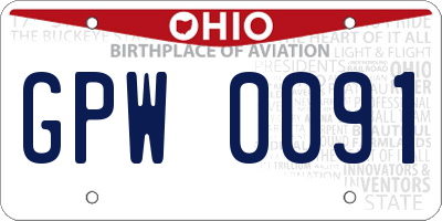OH license plate GPW0091