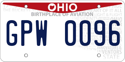 OH license plate GPW0096