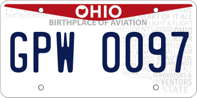 OH license plate GPW0097