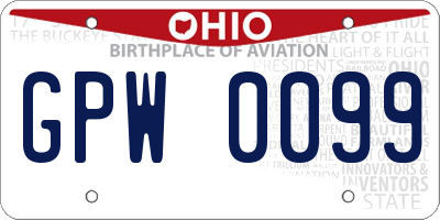 OH license plate GPW0099