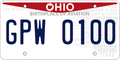 OH license plate GPW0100