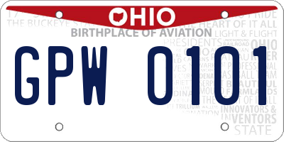OH license plate GPW0101