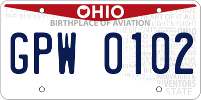 OH license plate GPW0102
