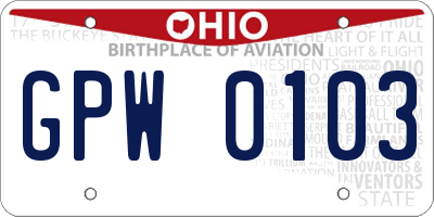 OH license plate GPW0103