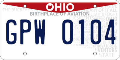 OH license plate GPW0104