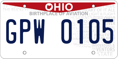 OH license plate GPW0105