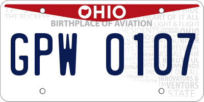OH license plate GPW0107