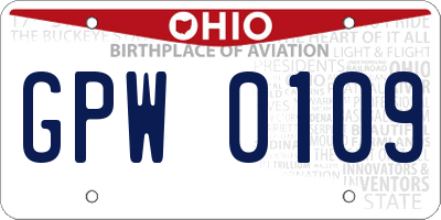 OH license plate GPW0109