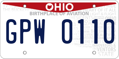 OH license plate GPW0110