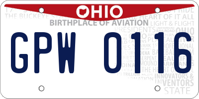 OH license plate GPW0116