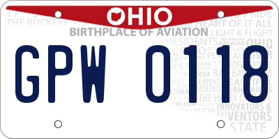 OH license plate GPW0118