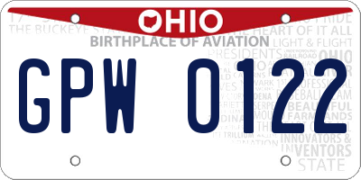 OH license plate GPW0122
