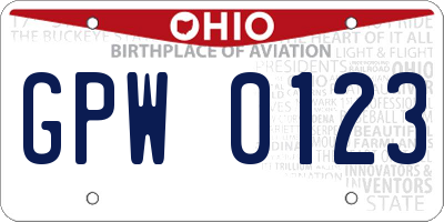 OH license plate GPW0123