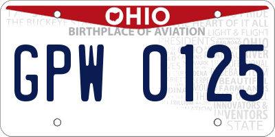 OH license plate GPW0125