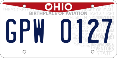 OH license plate GPW0127