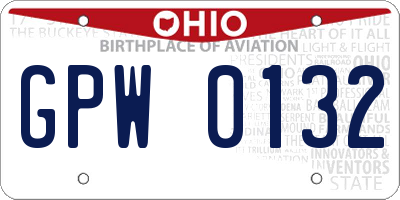 OH license plate GPW0132