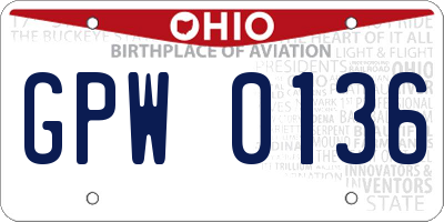OH license plate GPW0136