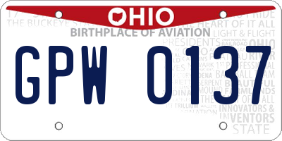 OH license plate GPW0137