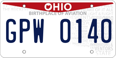OH license plate GPW0140