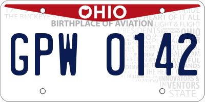 OH license plate GPW0142