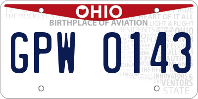 OH license plate GPW0143