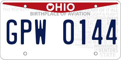 OH license plate GPW0144