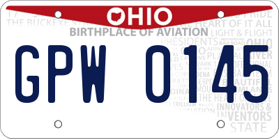 OH license plate GPW0145