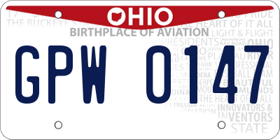 OH license plate GPW0147