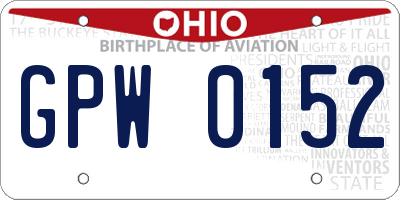 OH license plate GPW0152