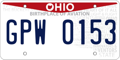 OH license plate GPW0153