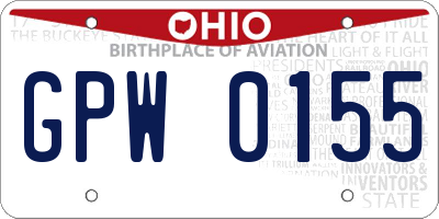 OH license plate GPW0155