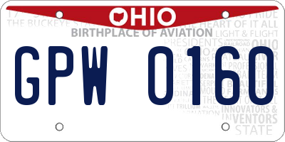 OH license plate GPW0160