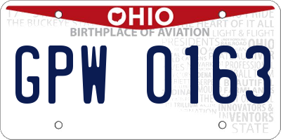 OH license plate GPW0163