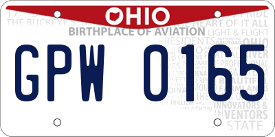 OH license plate GPW0165