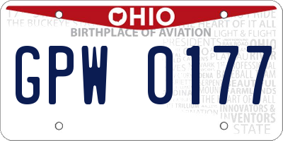 OH license plate GPW0177