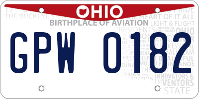 OH license plate GPW0182